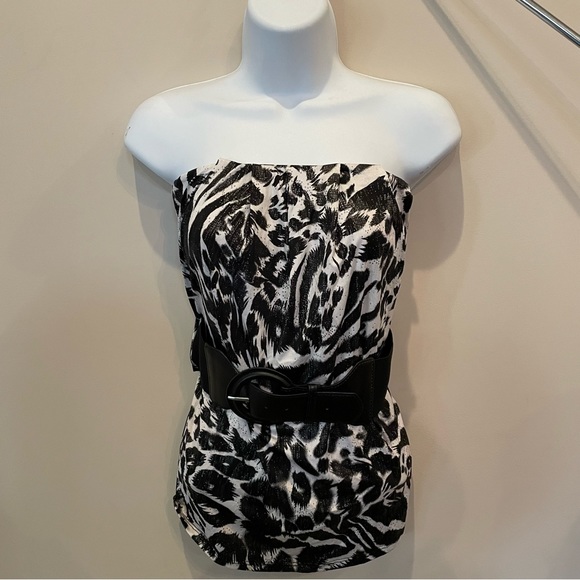 Rue21 Zebra print tube / strapless top with black belt - Picture 2 of 9